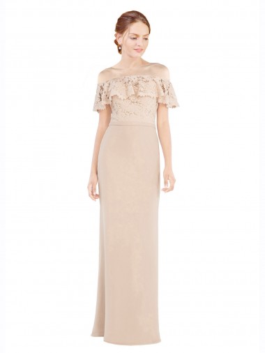 Purchase Off the Shoulder Sleeves Sheath Chiffon Prom Dress UK
