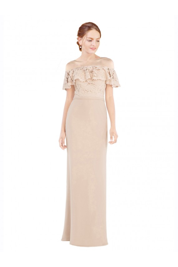 Purchase Off the Shoulder Sleeves Sheath Chiffon Prom Dress UK