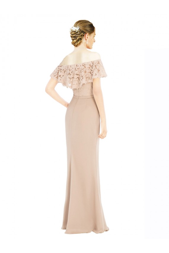 Purchase Off the Shoulder Sleeves Sheath Chiffon Prom Dress UK