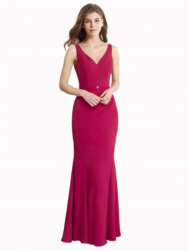 Purchase V-Neck Mermaid Chiffon Prom Dress with V-Back and Belt UK