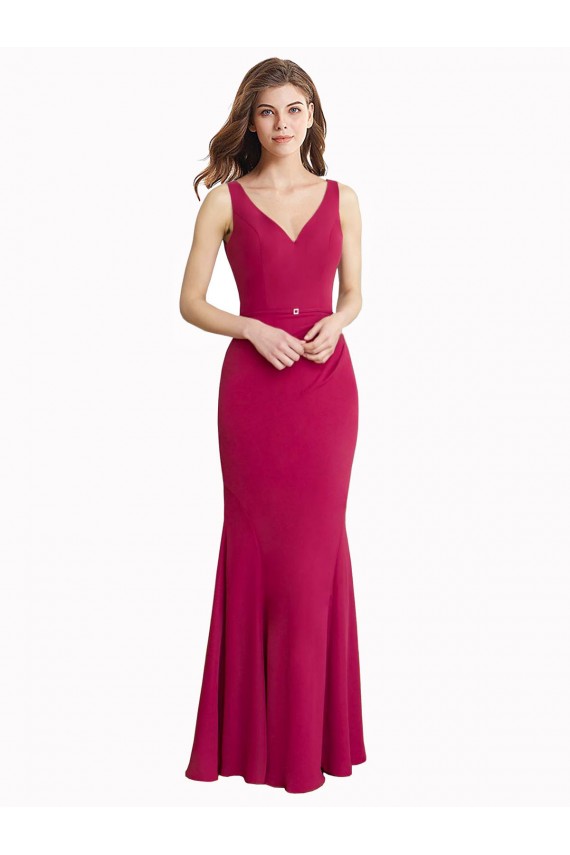 Purchase V-Neck Mermaid Chiffon Prom Dress with V-Back and Belt UK