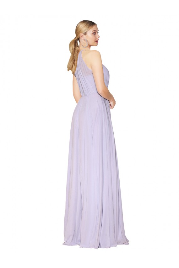 Purchase High Neck Halter Shirred Chiffon Prom Dress UK