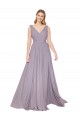 Purchase Draped Floor Length High Neck V-Back Chiffon Prom Dress with Shirred Bodice UK