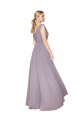 Purchase Draped Floor Length High Neck V-Back Chiffon Prom Dress with Shirred Bodice UK