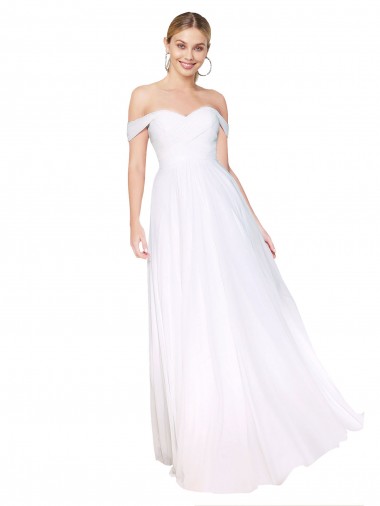 Purchase Off the Shoulder Long Full Length Chiffon Prom Dress UK