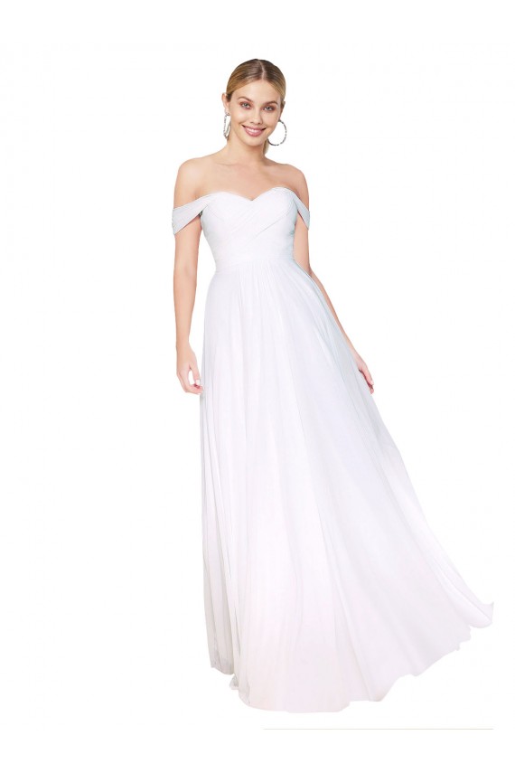 Purchase Off the Shoulder Long Full Length Chiffon Prom Dress UK