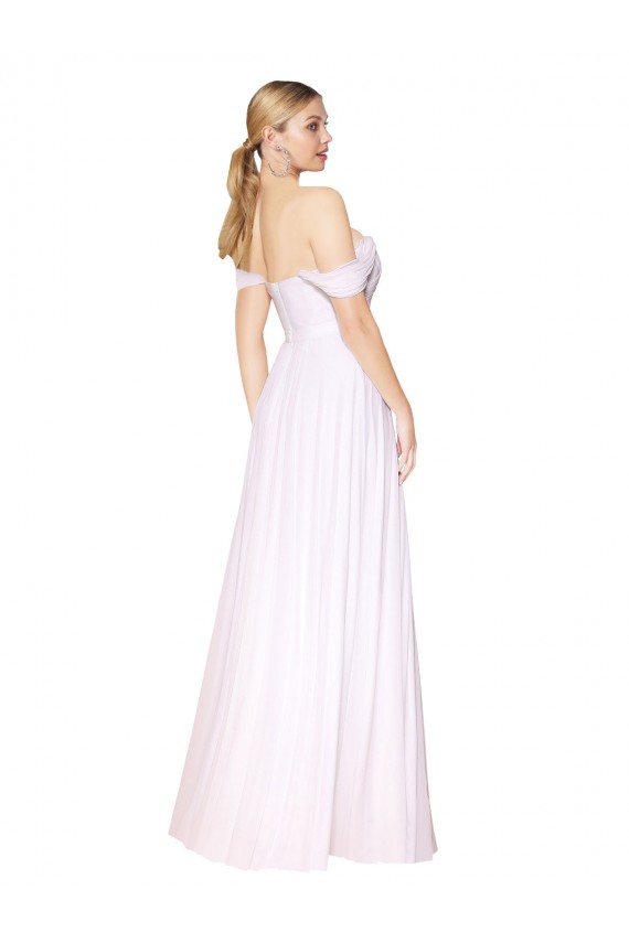 Purchase Off the Shoulder Long Full Length Chiffon Prom Dress UK