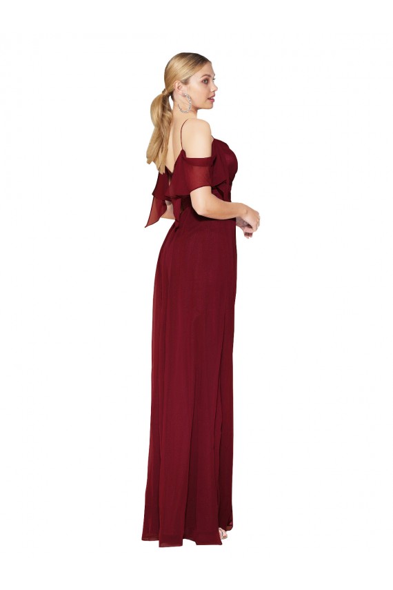 Purchase Cold Shoulder Long Mermaid Chiffon Prom Dress with Straps UK