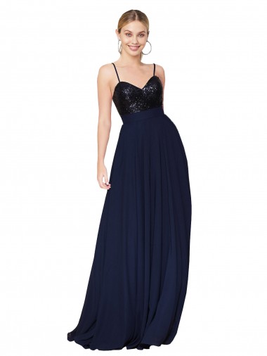 Purchase Sweetheart High Neck Sequin Top Long Chiffon Prom Dress UK