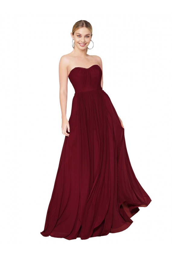 Purchase Draped Strapless Long A-Line Chiffon Prom Dress UK