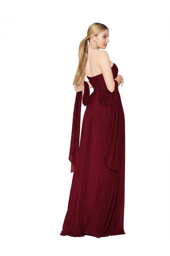 Purchase Draped Strapless Long A-Line Chiffon Prom Dress UK