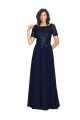 Purchase Short Sleeves A-Line Long Chiffon Prom Dress with Beaded Bodice UK