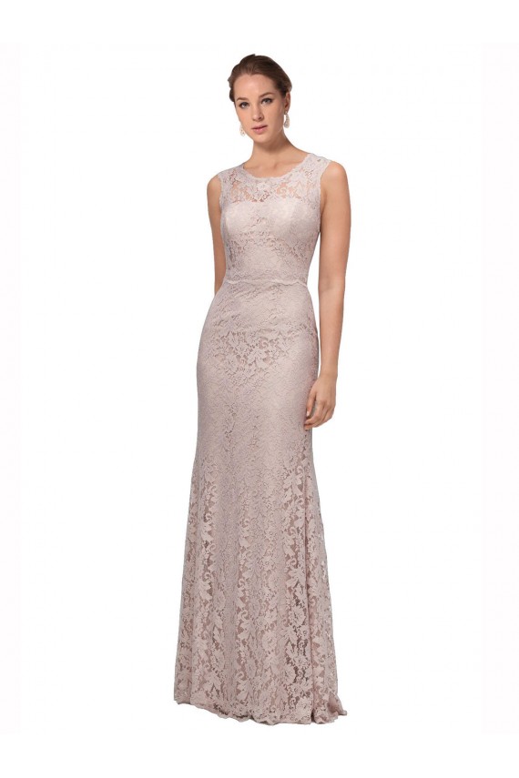 Purchase Long Sleeveless All Lace Prom Dress with Scoop Neckline UK