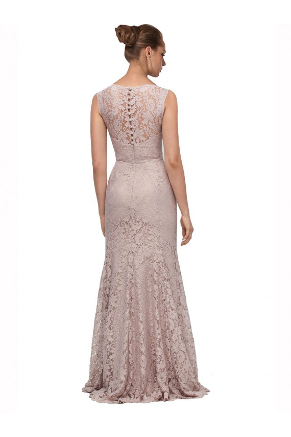 Purchase Long Sleeveless All Lace Prom Dress with Scoop Neckline UK
