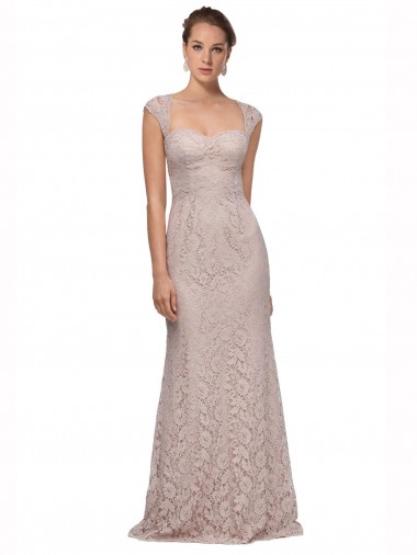Purchase Sweetheart Neckline Cap Sleeves Lace Prom Dress with Twist UK