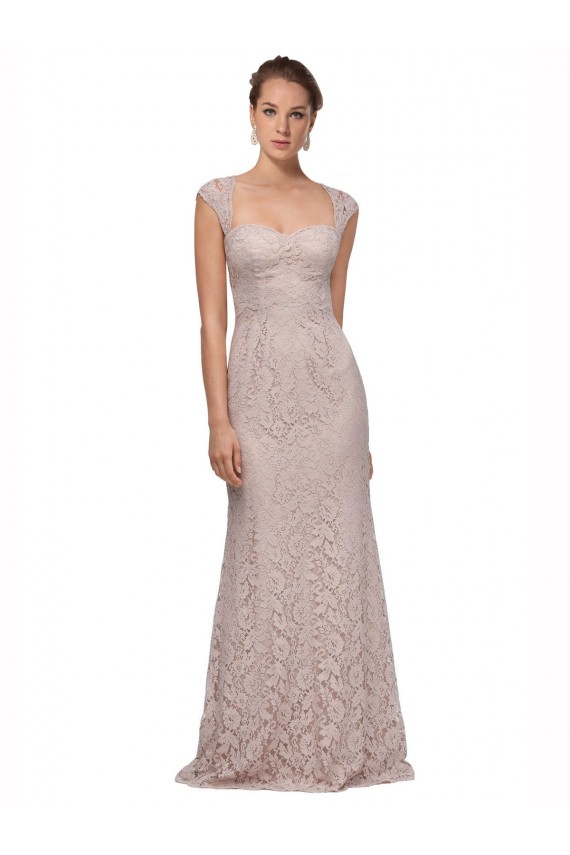 Purchase Sweetheart Neckline Cap Sleeves Lace Prom Dress with Twist UK