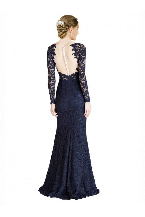Purchase Illusion Long Sleeves Lace Prom Dress with Sheer Keyhole Back UK