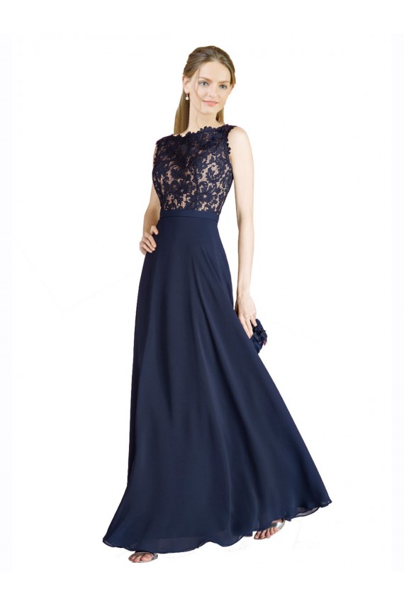 Purchase Bateaux Neckline A-Line Lace Prom Dress with Top Nude Layer UK