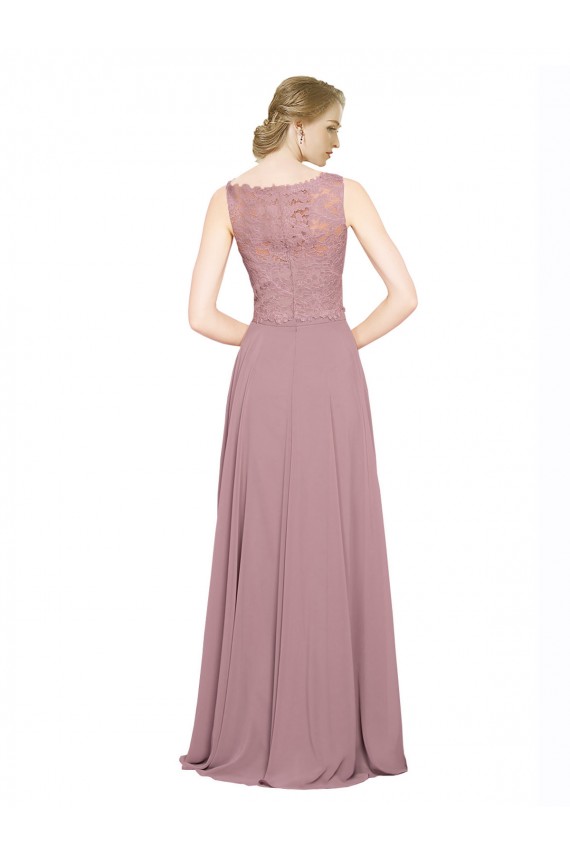 Purchase Long A-Line Chiffon Prom Dress with Sleeveless Lace Crop Top UK