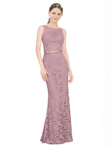 Purchase Sleeveless Crop Top High Neck Mermaid Lace Prom Dress UK