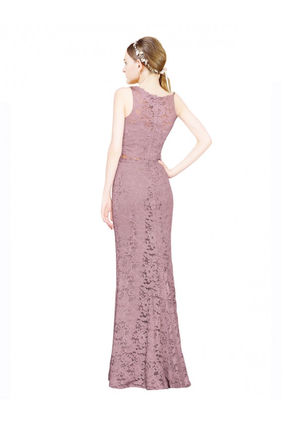 Purchase Sleeveless Crop Top High Neck Mermaid Lace Prom Dress UK