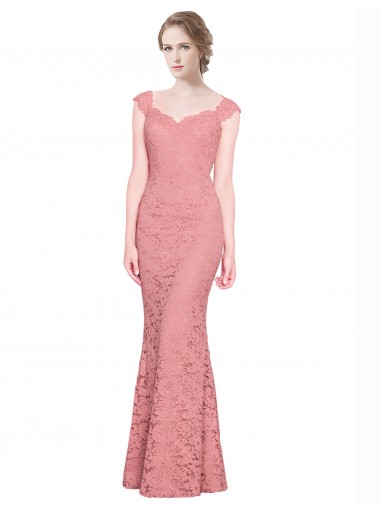 Purchase Sweetheart Mermaid Long Lace Prom Dress with Wide Straps UK
