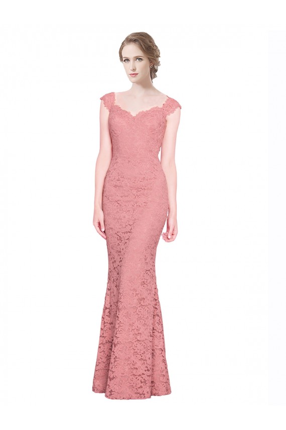 Purchase Sweetheart Mermaid Long Lace Prom Dress with Wide Straps UK