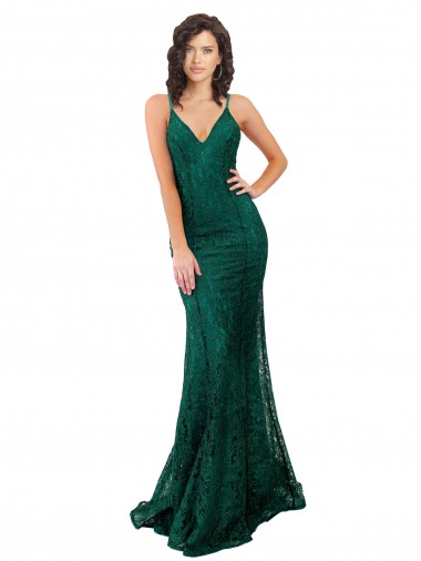 Purchase Black Tie Sleek Fishtail Shaped Long Lace Prom Dress UK