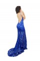 Purchase High Neck Long Open Back Lace Prom Dress with Train UK