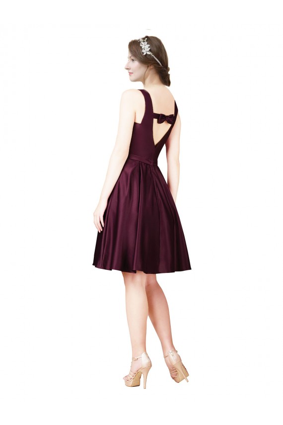 Purchase Classic Knee Length Satin Cocktail Prom Dress / Homecoming Dress with V Back and Bow Detail UK