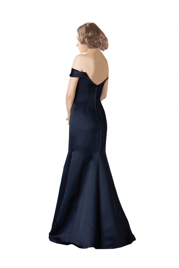 Purchase Fit and Flare Satin Prom Dress with Off the Shoulder Neckline UK