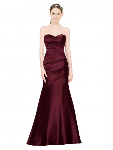Purchase Mermaid Sweetheart Soft Satin Prom Dress with Pleats UK
