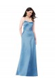 Purchase Crossing Strap Back Pleated Bodice Long Satin Prom Dress UK