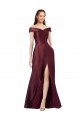 Purchase Long Off the Shoulder Satin Prom Dress with Thigh-high Slit UK