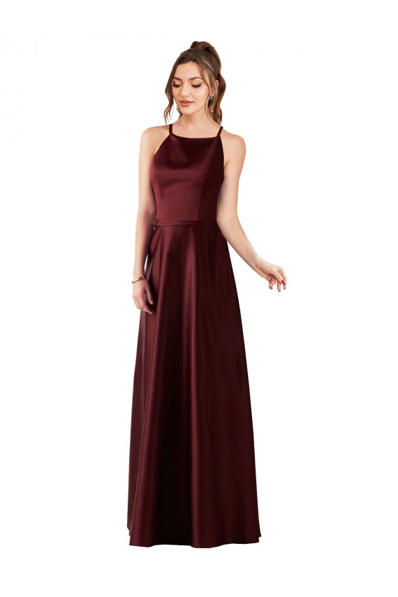 Purchase Sleek Satin Prom Dress with Pockets UK