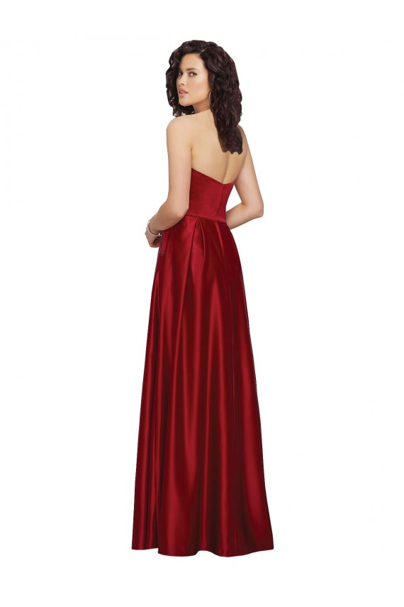 Purchase Strapless Satin Prom Dress with Beaded Pocket and Soft Pleating UK