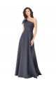 Purchase Rouched One Shoulder Floor Length Satin Prom Dress with Bow UK