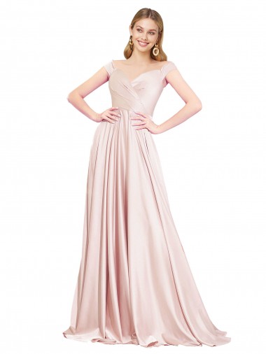 Purchase A-Line Off the Shoulder Sweetheart Satin Prom Dress UK