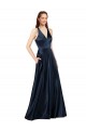Purchase Long Satin Prom Dress with Halter Neckline UK