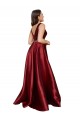 Purchase Sleeveless Deep V-Neck A-Line Satin Prom Dress with Pockets UK