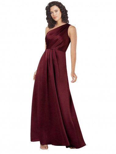 Purchase One Shoulder Silky Satin Prom Dress with Subtle Pleats UK