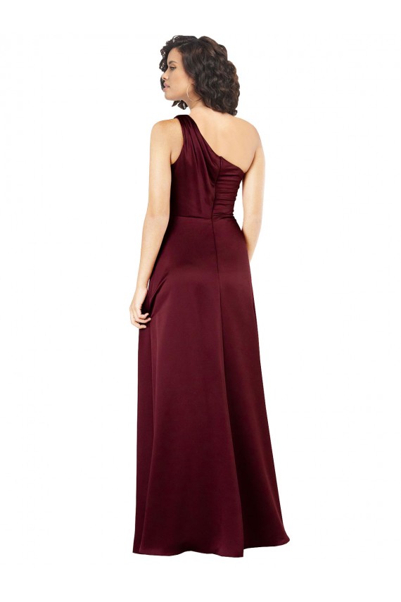 Purchase One Shoulder Silky Satin Prom Dress with Subtle Pleats UK