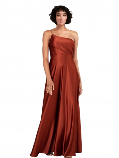 Purchase Sophisticated One Shoulder Silky Satin Prom Dress with Full Skirt UK