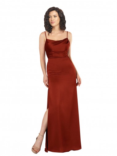 Purchase Floor-Length Silky Satin Prom Dress with Skirt Slit UK