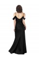 Purchase Off the Shoulder Sleeves Silky Satin Prom Dress with Skirt Slit UK