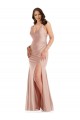 Purchase Deep V-Neck Silky Satin Mermaid Prom Dress with Side Slit UK