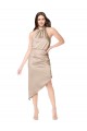 Purchase Silky Satin High Low Midi Length Cocktail Prom Dress / Homecoming Dress with Asymmetric Skirt UK