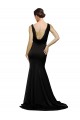 Purchase V-Neck Full Length Silky Satin Prom Dress with Soft Cowl Neck and Sweep Train UK