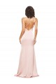 Purchase Full Length Ruched Silky Satin Prom Dress with Low Back and High Split UK
