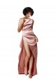Purchase Low Back One Shoulder Full Length Silky Satin Prom Dress UK